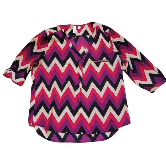 Tacera Tops - Multi color chevron blouse